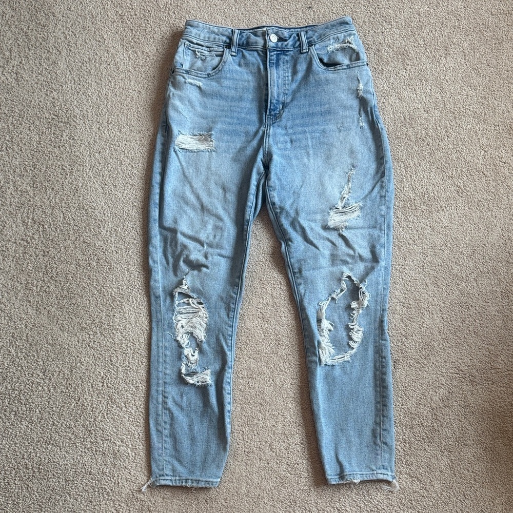 Abercrombie & Fitch Light Blue Distressed Boyfriend Jeans